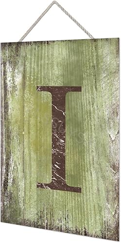 Vista 156 de Letrero colgante de madera con letra J, letrero de madera para decoración del hogar, 26 letras del alfabeto de metal, placa de madera, decoración