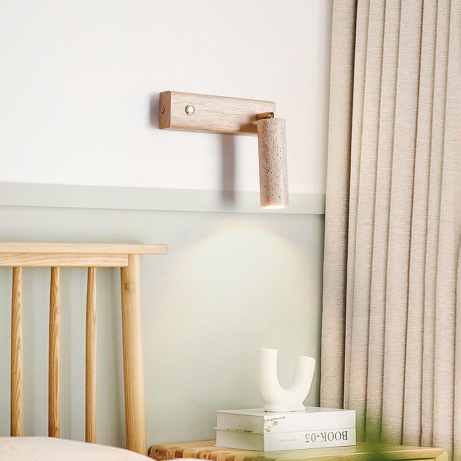 Apliques de Pared Modernos Interior Lámpara de Pared de Travertino Amarillo Natural de 3W Luz de Lectura LED de Montaje En Pared Luz de Pared de Mármol Ajustable con Interruptor de Encendido/Apagado