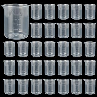 ZOFORTY 30 Pack 300ml Transparent Plastic Graduated Beakers - Durable PP Lab Measuring Cups for Science Experiments, Kitchen & School