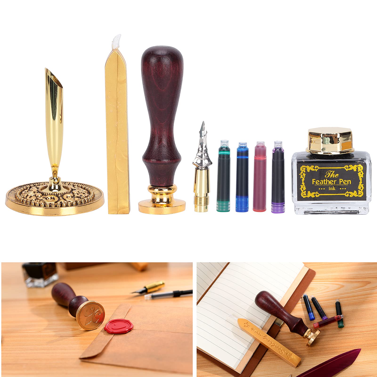 Ensemble de Stylos de Calligraphie Dip avec un Design de Plume élégant, Comprend un Sac D'encre et un Coffret Cadeau pour les Artistes et les Amateurs de Calligraphie, 1 Ensemble (SP139035