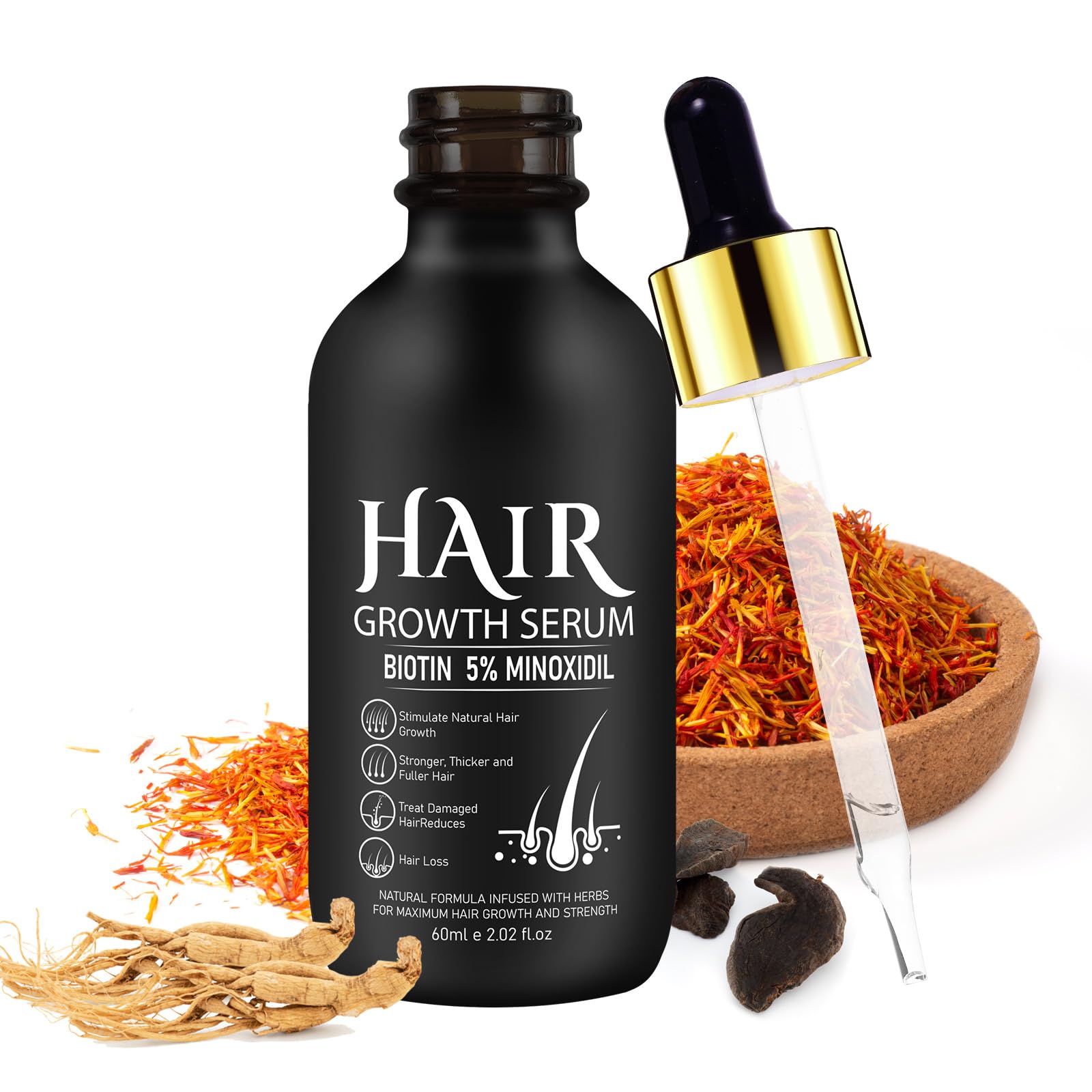 5% Minoxidil for Men Women Hair Growth Serum, Minoxidil Hair Growth Oil for Men Beard Hair, Minoxidil Hair Loss Treatments for Women Hair Loss, Thicker Healthier Hair- 2.02 oz