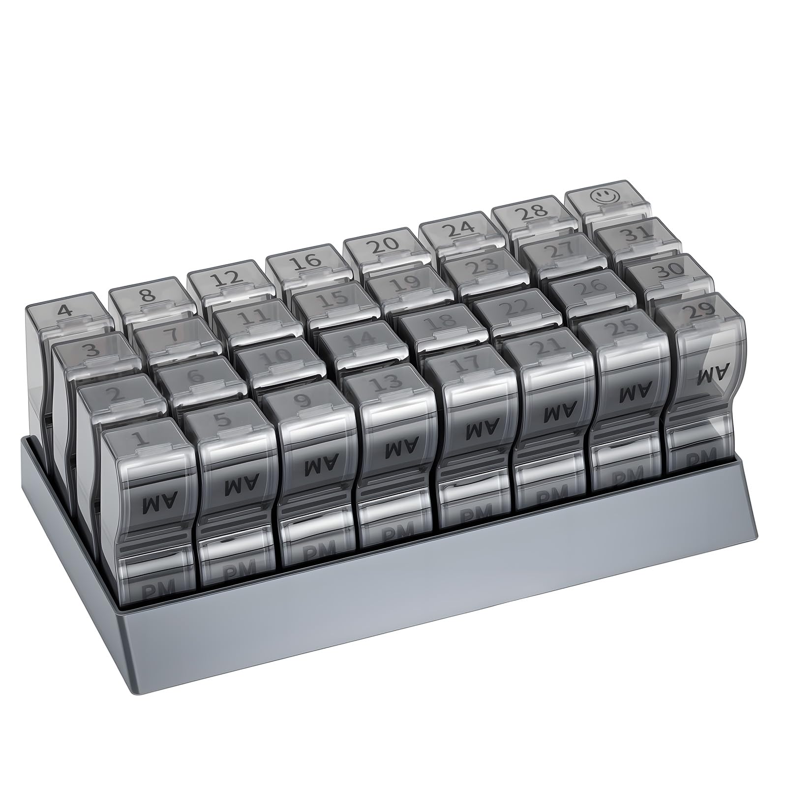 Colorwing Monthly Pill Organizer 2 Times a Day，Compact Pill Case (Grey)