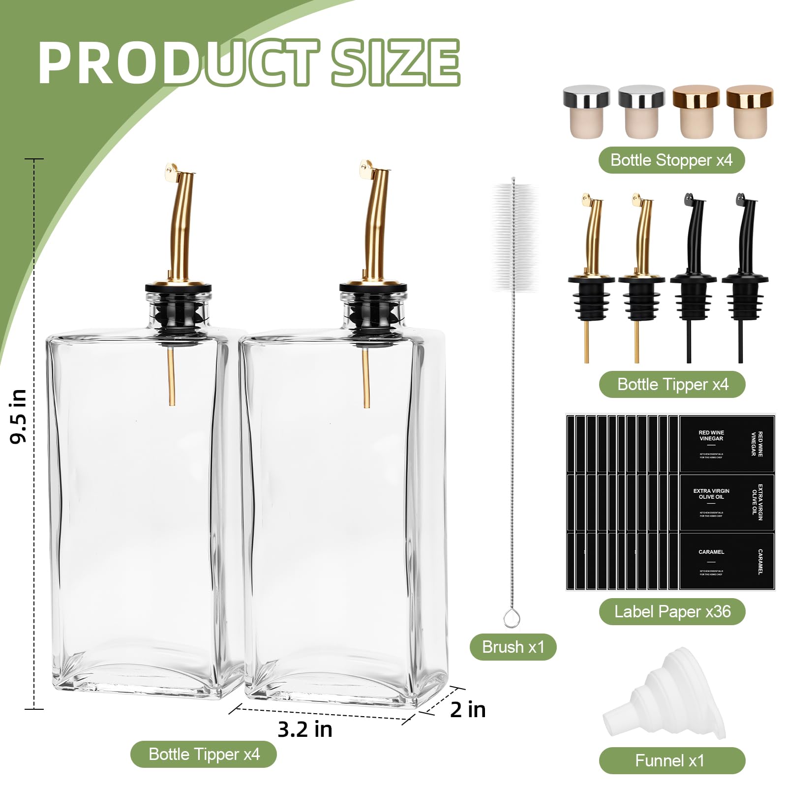 SINMI Bouteille En Verre Pour Huile D'olive, Doseur D'huile De Cuisson Vinaigre Doseur Avec Bec Verseur Pour Cuisine Et Barbecue 500 Ml