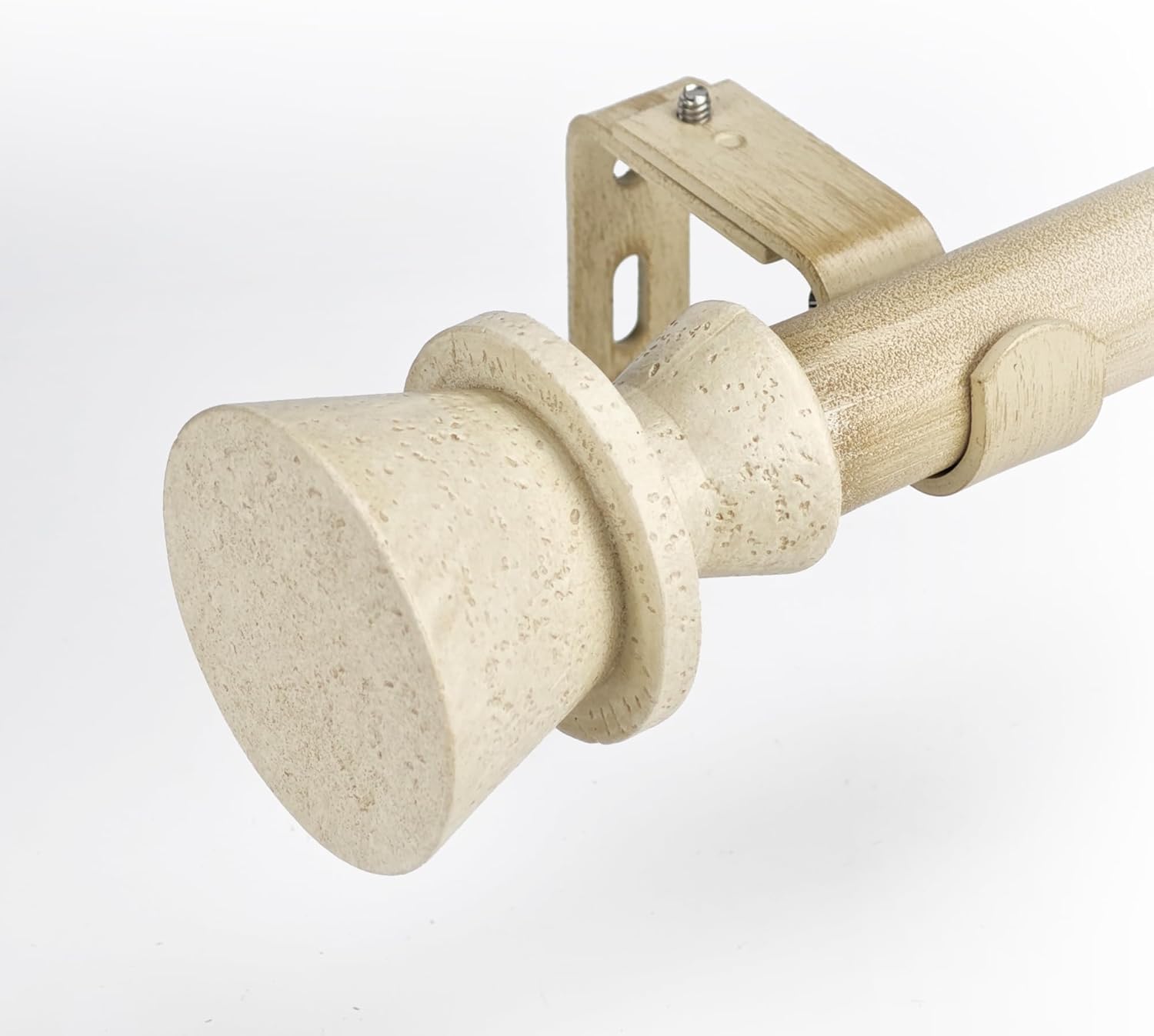 1 Inch Single Curtain Rods 72 to 144 Inches Adjustable Drapery Rods for Window width 68 to 140 Inches, Faux Travertine Finials, Beige Metal Rods