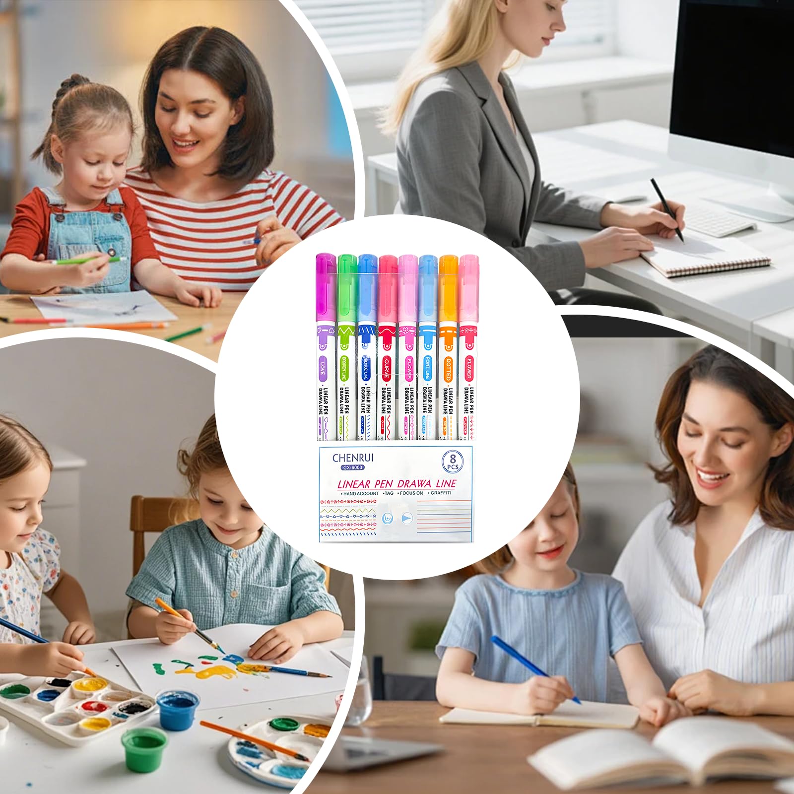 Stylo Motif Fleur Coeur Surligneurs Courbes à Double Pointe PEAKTOP - 6 Formes Différentes Pour Créations Artistiques | DIY Surligneur Artistique