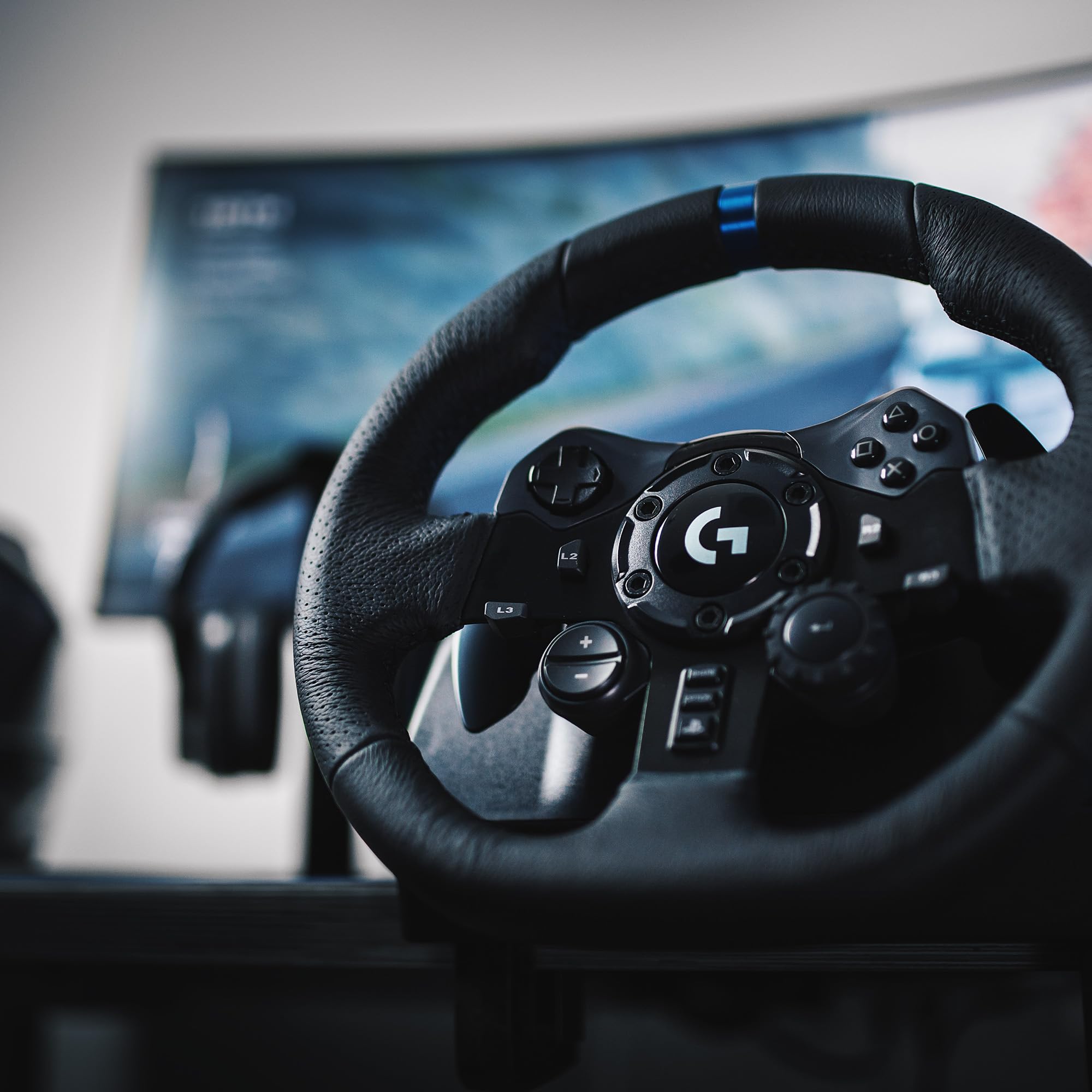Logitech G G923 Volant de Course et Pédales, Compatible PS5, PS4 et PC, Prise anglaise (Type G), UK Plug - Noir