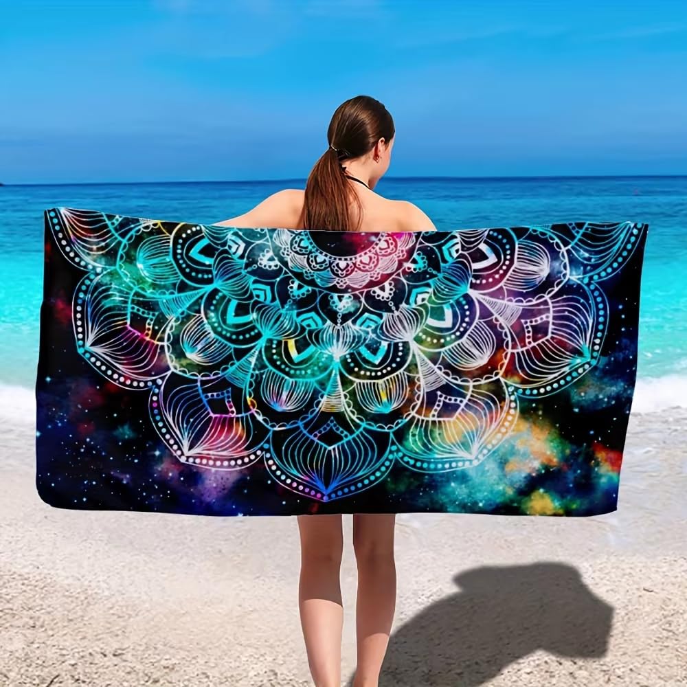 Ręcznik kąpielowy z nadrukiem galaktycznym - ultramiękki, szybkoschnący, oddychający, wygodny design, idealny na letnie wibracje i dni na plaży (200 x 220 cm/79 x 87)