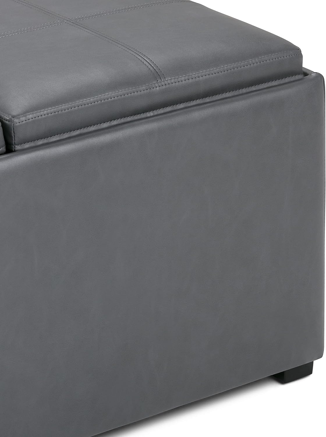 SIMPLIHOME Avalon Wide Contemporary Square Coffee Table Storage Ottoman, Stone Grey, Table Ottoman