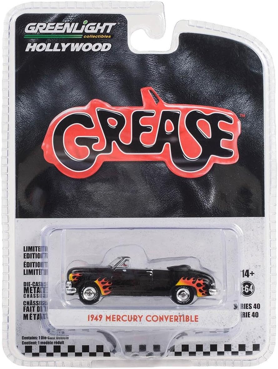 Greenlight Collectibles 62010-B Hollywood Series - 1:64 Scale Diecast Model - Grease Greased Lightnin' 1949 Mercury Convertible