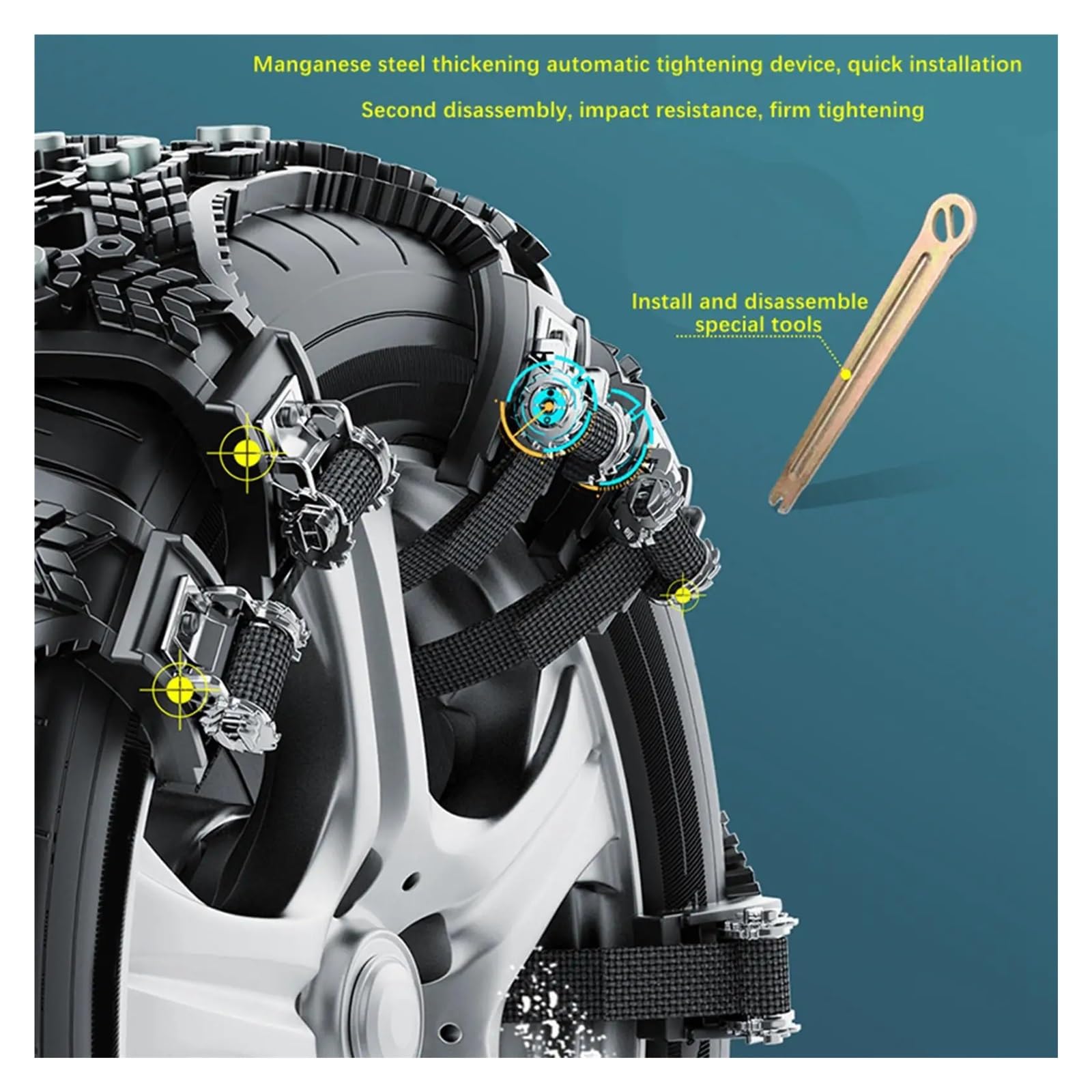 Cadenas de nieve universales for neumáticos de automóvil, cadenas de nieve for ruedas de coche, for invierno for SUV cadenas de nieve for neumáticos de coche(2pcs Yellow)