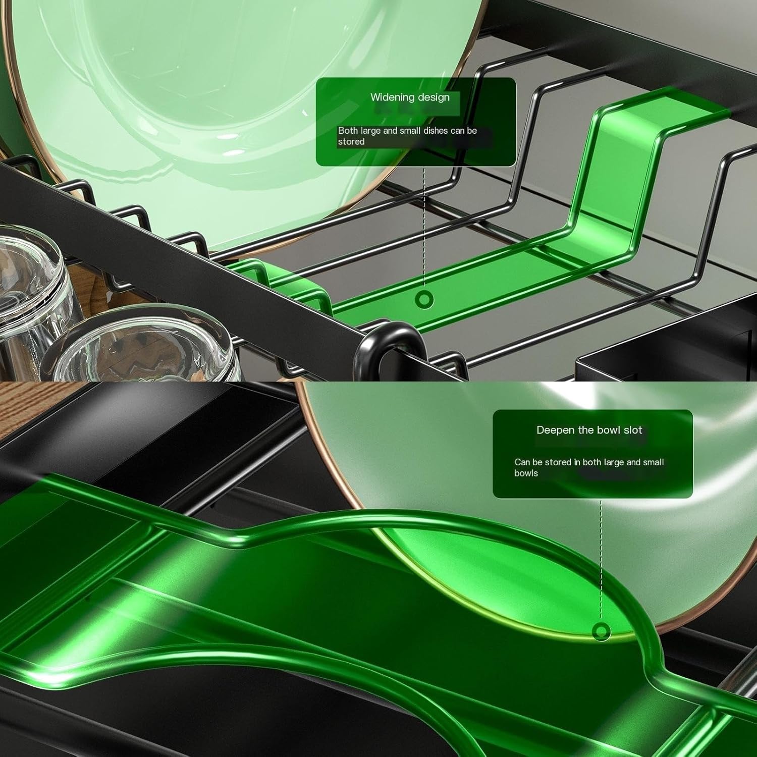 Dish Rack Dish Rack with Cup Holder Multifunctional Sink Drain Rack Kitchen Countertop Double Layer Dish Rack Drying Rack Kitchen