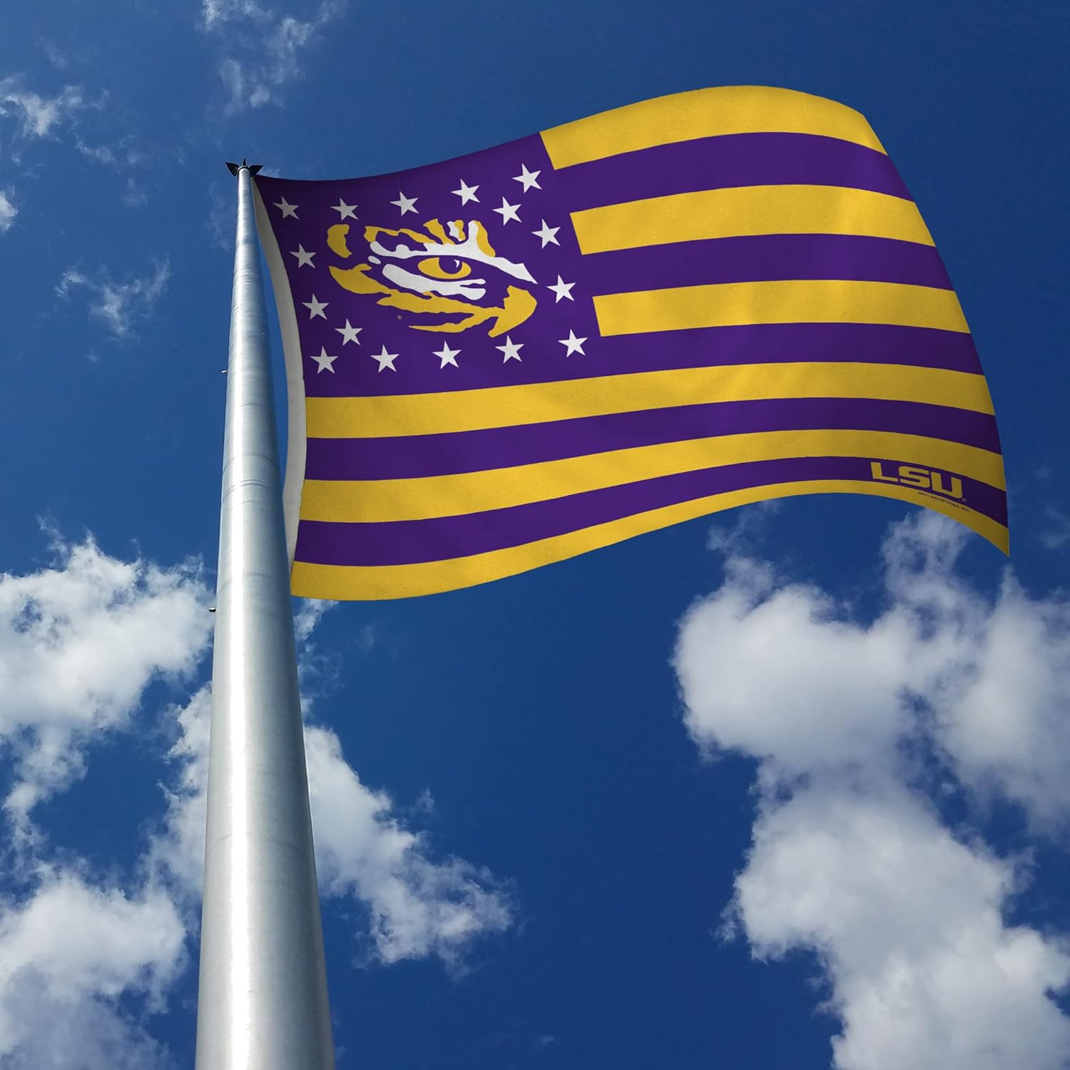 NCAA Rico Industries LSU Tigers Stars & Stripes 3' x 5' Banner Flag Single Sided - Indoor or Outdoor - Home Décor