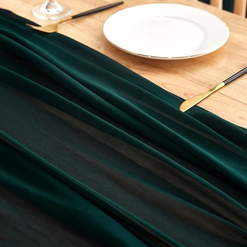 Miniatura 4 de yourose 2 caminos de mesa de gasa azul polvoriento, 10 pies - 29 x 124 pulgadas, camino de mesa de gasa, tela transparente rústica para decoraciones