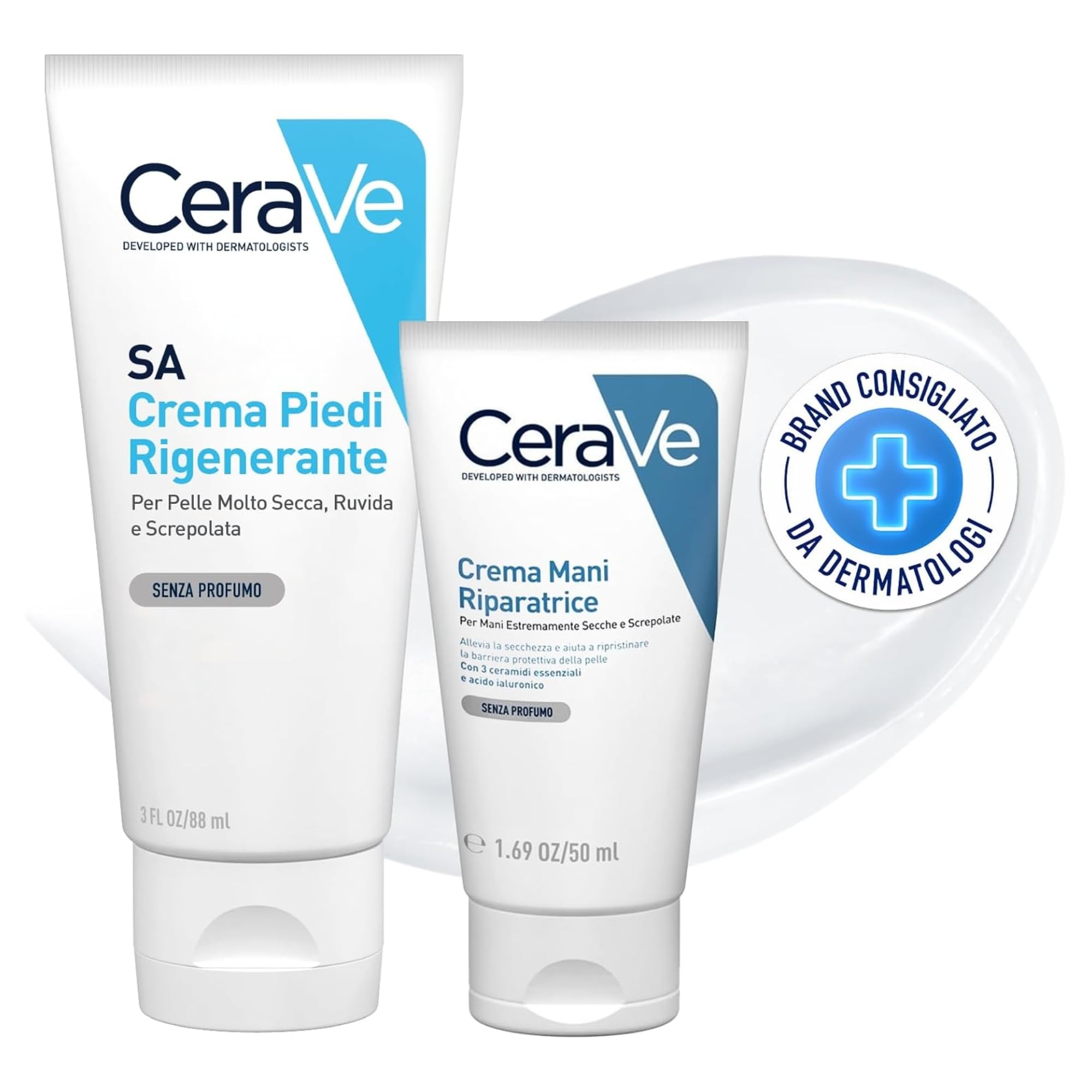 CeraVe Kit, Crema Mani Riparatrice, Per Mani Screpolate, Con Acido Ialuronico e Niacinamide, 50 ml + SA Crema Rigenerante, Per Screpolati, Con Acido Salicilico, 88 ml