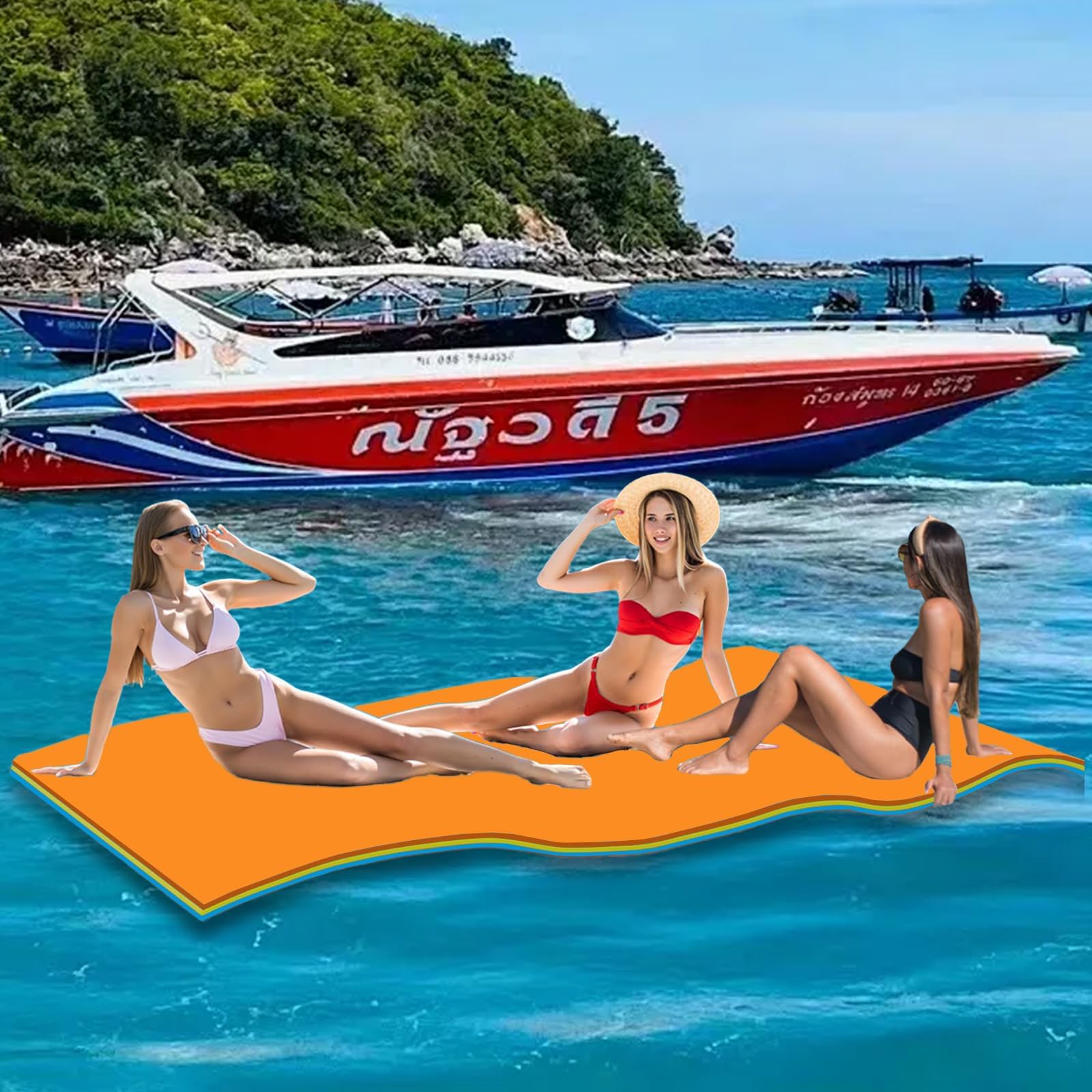 Winfire6'/9'/12' Floating Water Mat, Foam Water Floating Pad, Tear-Resistant XPE Foam, Lily Pad for Water Recreation Pool, Beach, Ocean, Lake, Suitable for Multiple Users