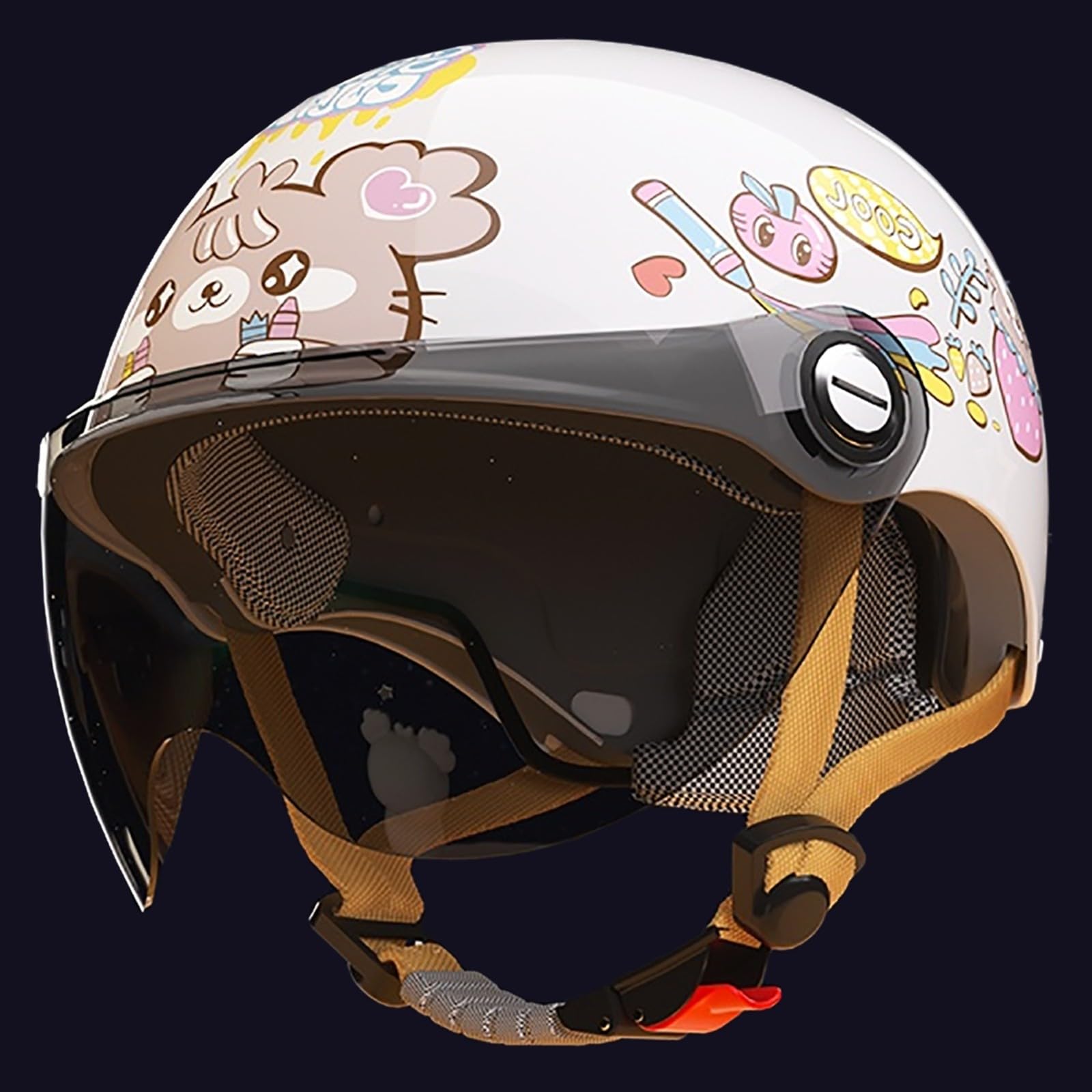 Casco Da Moto Aperto Per Bambini Con Visiera Parasole, Casco Jet Da Moto Per Bambini Omologato ECE 22.06, Casco Da Ciclomotore Per Bambini E Bambine Dai 3 Ai 12 Anni