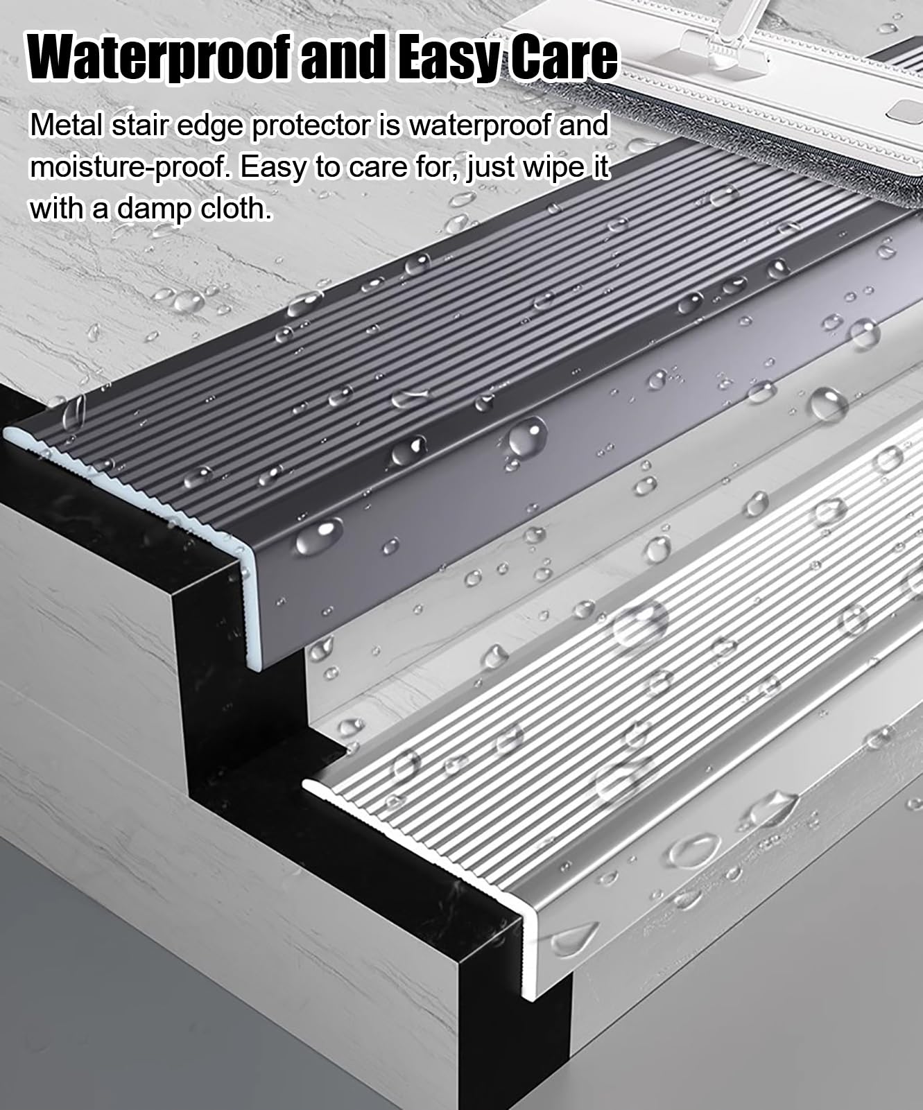 Treppenkantenschutz aus Aluminiumlegierung, 5 cm breit, L-förmig, für den Innen- und Außenbereich, Eckenschutz (Champagner 110 cm)