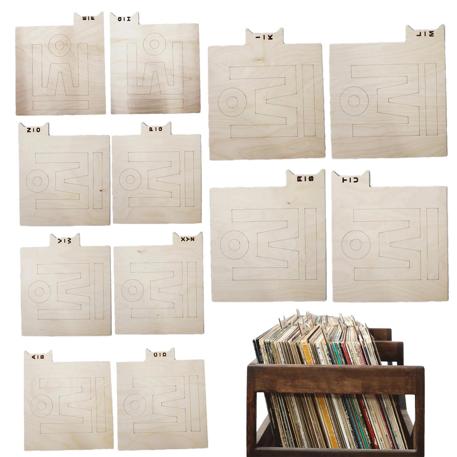 Divisore per libreria - Divisore per registri, separatori per registri con | design a lettere | 12 pezzi LP Divisore, Organizzatore per album alfabetici, libr