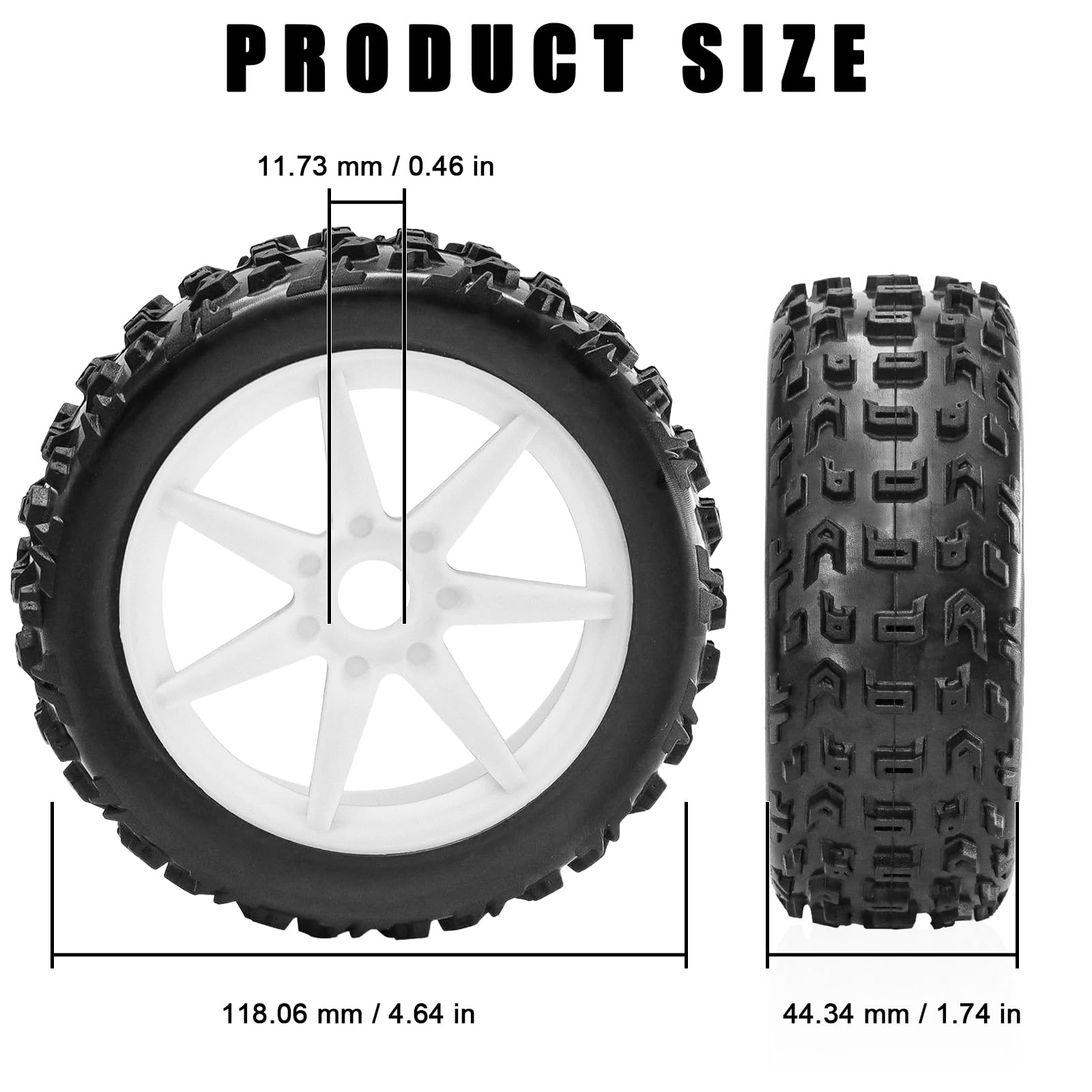 RcThjia 1/8 RC Off-Road Buggy Racing Tires and Wheels 17mm Hex RC Tires with Foam Inserts for ARRMA 1/8 Typhon 3S/6S Losi 8IGHT HongNor FS Racing KYOSHO MP10 MP9 MP9e Neo HSP Hyper. (4PCS/Set) - Image 2