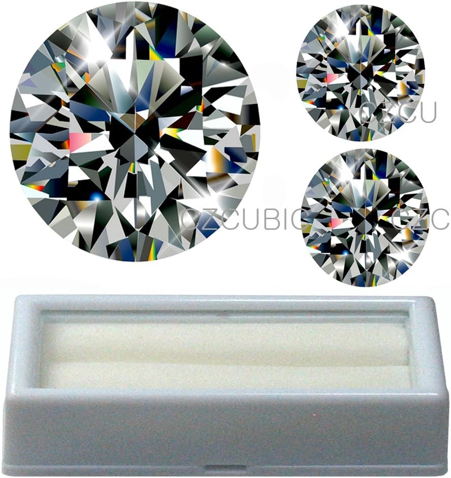 CUBIC ZIRCONIA ROUND SHAPE BIG SIZE + 6.50 MM 1 CT size 2 pcs + FREE BOX for CZ 1 set TOTAL 3 PCS CUBIC ZIRCONIA STONES (20.00 MM / 1 PC + 6.50 MM / 2 PCS + BOX)