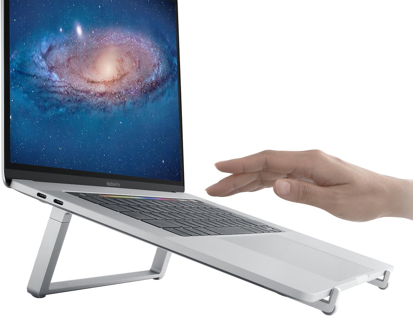 Side view of laptop on Rain Design mBar Pro stand