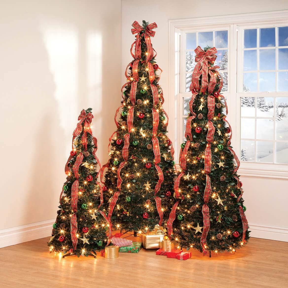 Best Seller HOLIDAY PEAK Pull-Up Christmas Tree, Pre-Lit and Fully Decorated, 7’