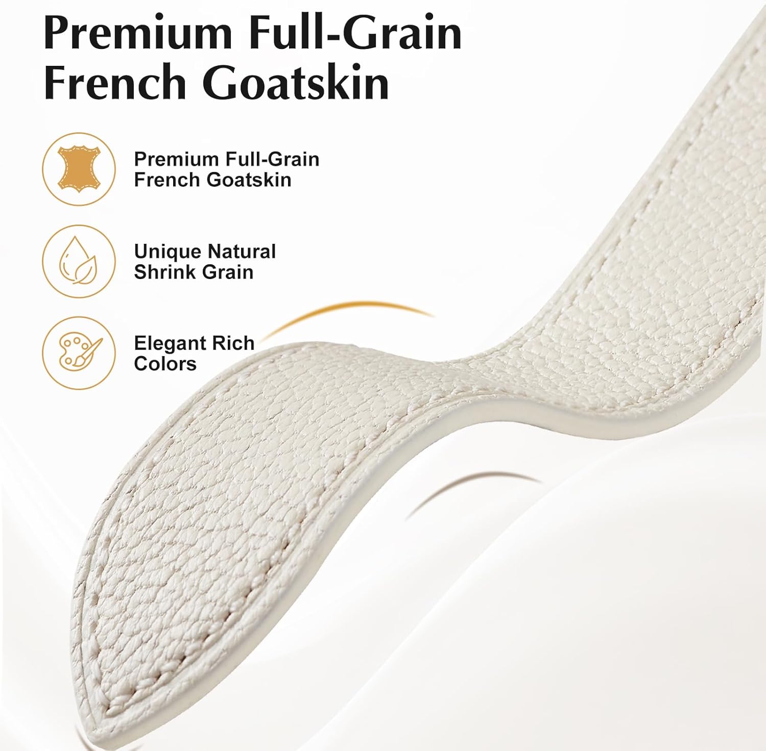 French Goatskin Leather Watch Band with Magnetic Buckle for Apple Watch Series 11 10 9 8 7 6 5 4 SE 1 2 3 for Women & Men, Leather Band for iWatch 38mm 40mm 41mm 42mm 44mm 45mm 46mm 49mm - Image 5