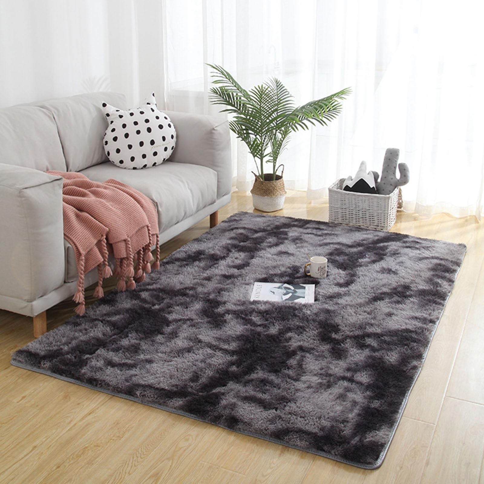 Tapis Moelleux Tapis Chambre 60 x 210 cm Dessous Antidérapant, Lavable à 30 Degrés, Super Doux Tapis Décoratif Rugs Tapis de Salon à Poils Longs pour Salon, Chambre, Blanc