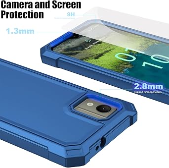 Ailiber for Nokia C110 Case, Dual Layer Bumper, Screen Protector-Blue