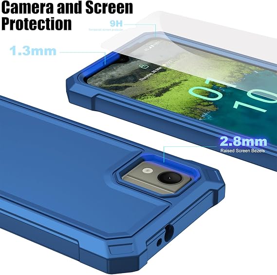Ailiber for Nokia C110 Case, Dual Layer Bumper, Screen Protector-Blue
