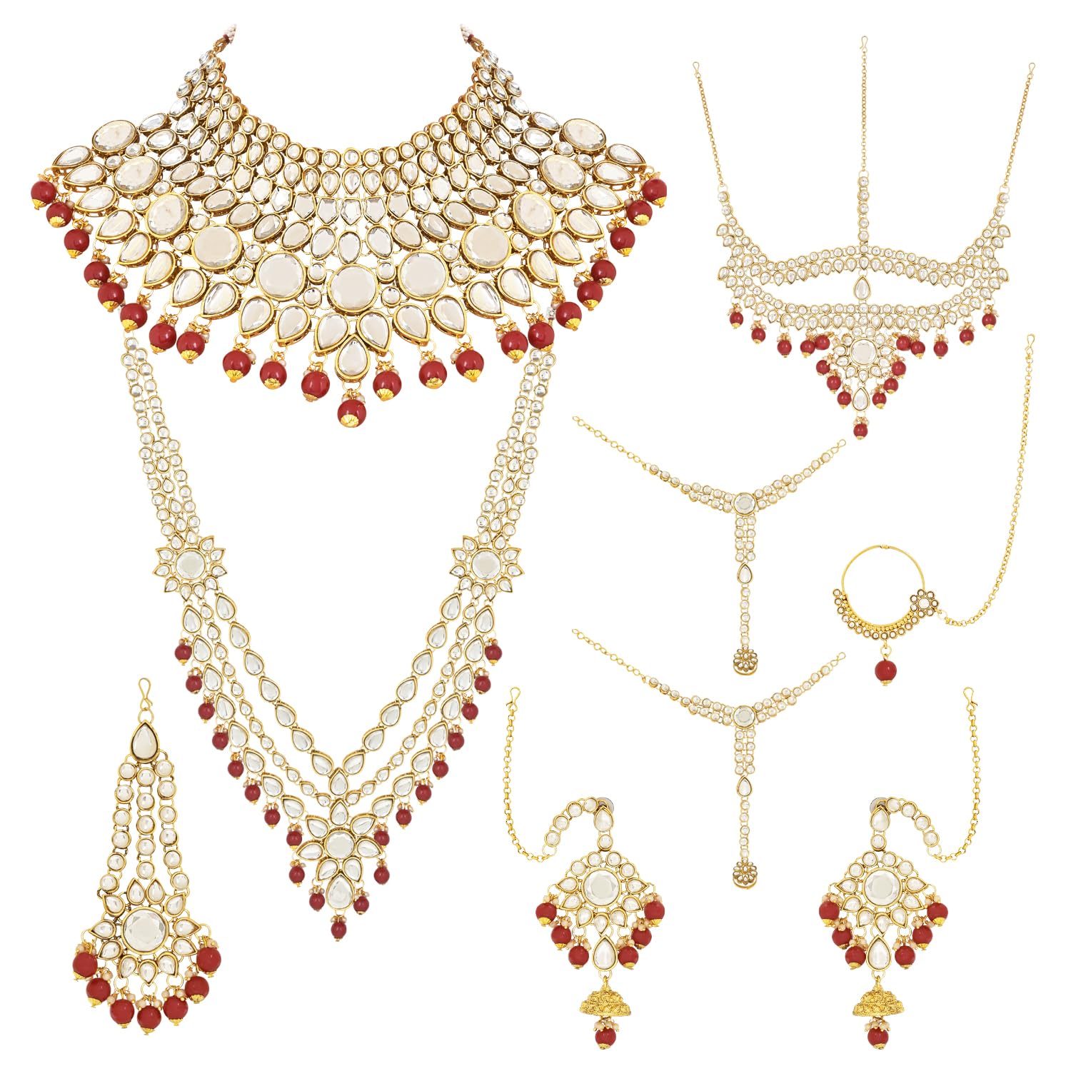I Jewels Wedding Collection Traditional Ethnic Gold Plated Pearl & Kundan Stone Work Bridal Jewellery Set For Women (BLP034M) (B0CDC8MH48) Amazon Price History, Amazon Price Tracker