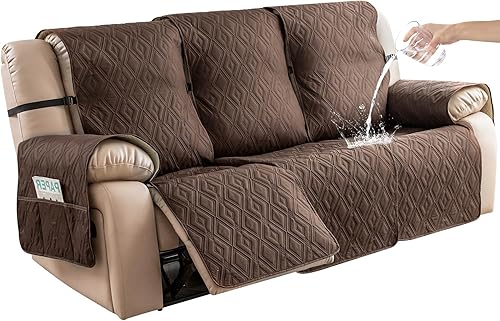 Genina Funda impermeable para sofá reclinable de 3 asientos, funda de sofá reclinable, funda antideslizante para sofá reclinable, protector de