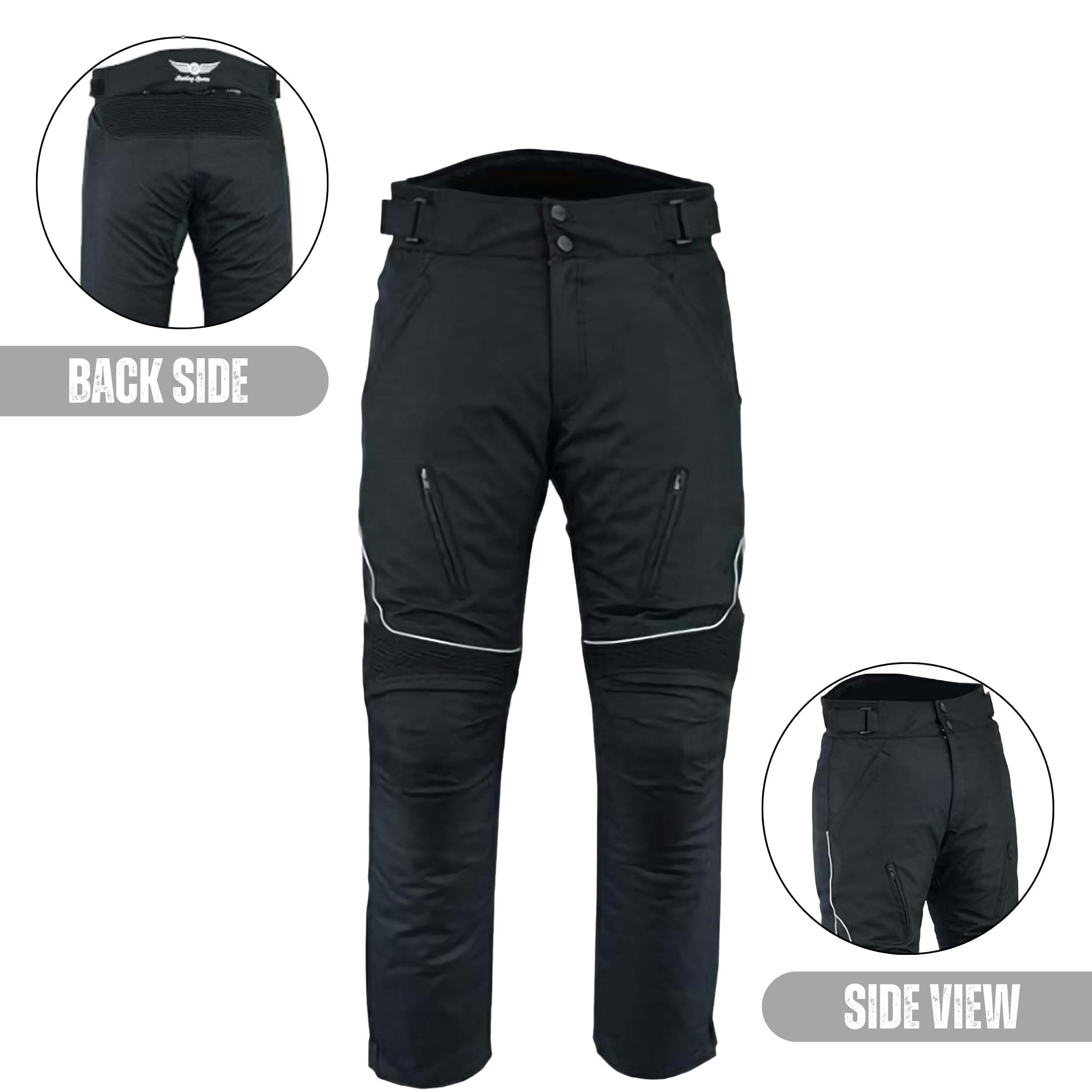 Sterling Sports®Men Textile Waterproof Motorbike Motorcycle Thermal Armoured Trousers Cargo Pant Black Cameo Grey Green — view 2