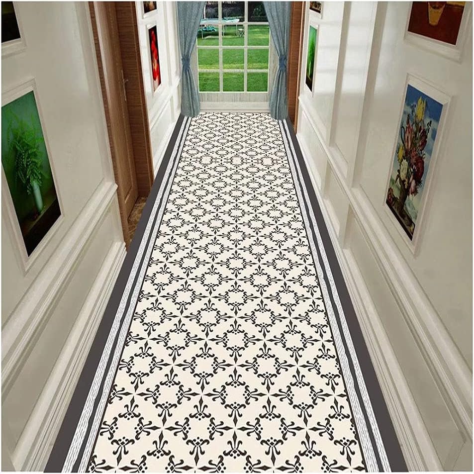 HDGZ Hallway Runner Rugs with Rubber Backing Modern Bordered Low Profile Pile Kitchen Area Rugs Kitchen Mat Anti Fatigue Rug Washable (Size : 120x400cm)