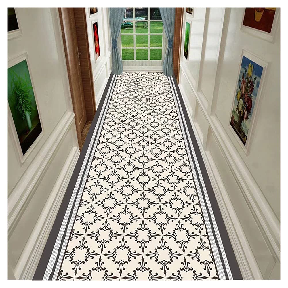HDGZ Hallway Runner Rugs with Rubber Backing Modern Bordered Low Profile Pile Kitchen Area Rugs Kitchen Mat Anti Fatigue Rug Washable (Size : 120x400cm)