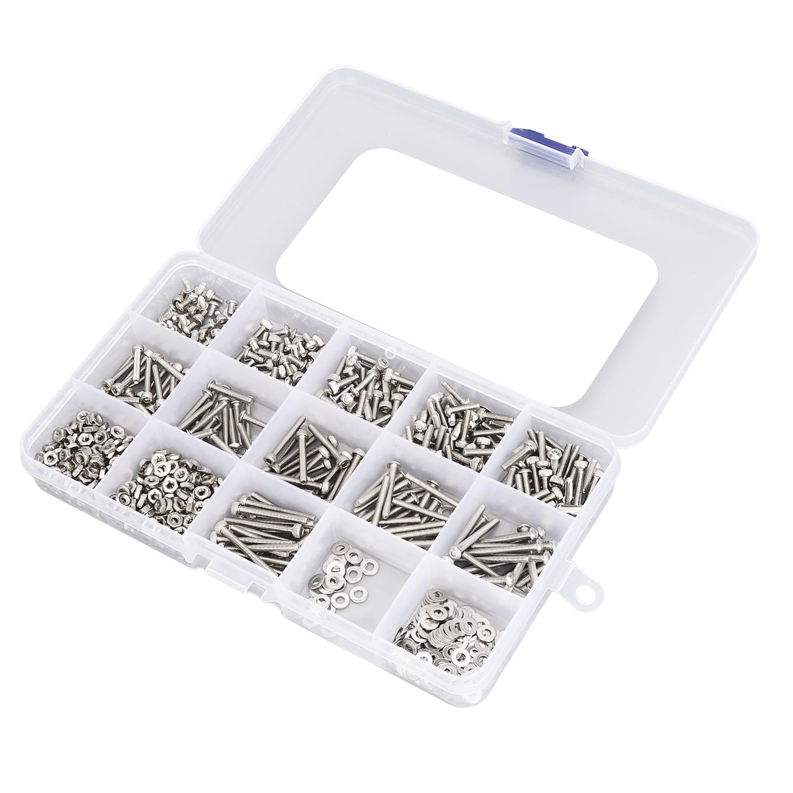 Nut & Bolt Assortment Sets, Screw & Bolt Assortment Sets with Flat Washers 840Pcs M2.5 Stainless Steel Assorted Cap Hex Head Screw Screws Assortment Kit Bolts