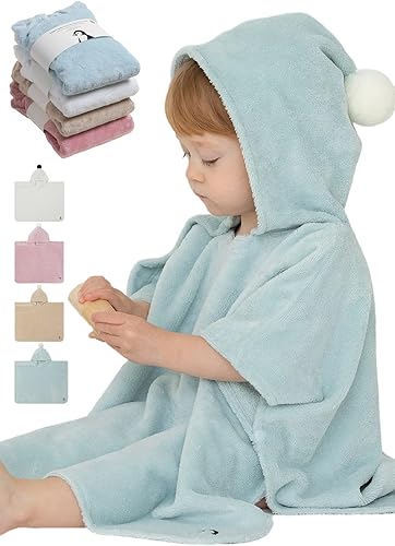Konny Toalla con capucha para bebé rayón de algodón de bambú, poncho con capucha, Oeko-TEX, ultra suave y de secado rápido, niñas, bebés, niños