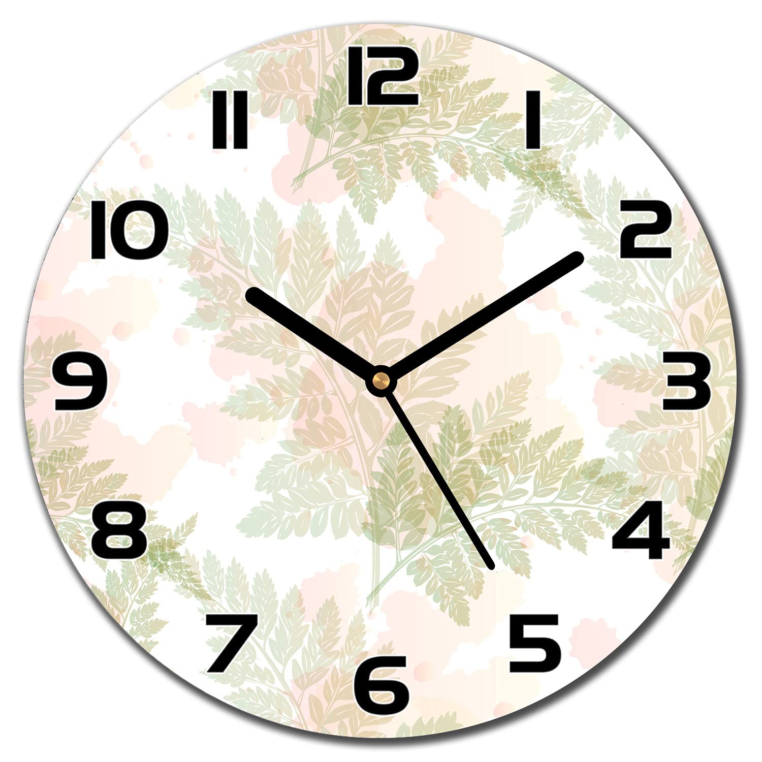 Horloge murale salon en verre robuste 30 cm motif automnal moderne