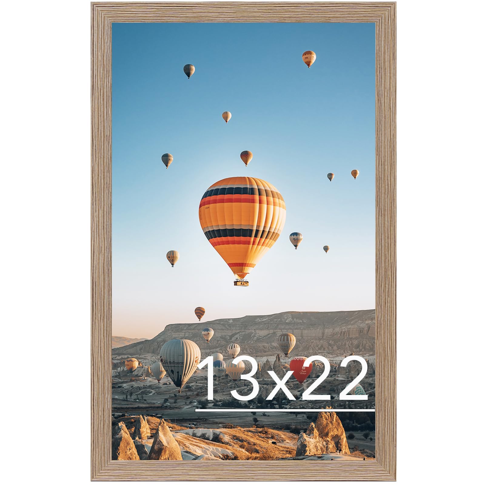 JCJMY 13x22 Picture Frame Rustic Brown for Poster Photo Picture, Horizontal and Vertical Formats for Wall Hanging, 13 x 22 Wall Gallery Poster Photo Frame for 13 by 22 Photos Posters, Rustic Brown