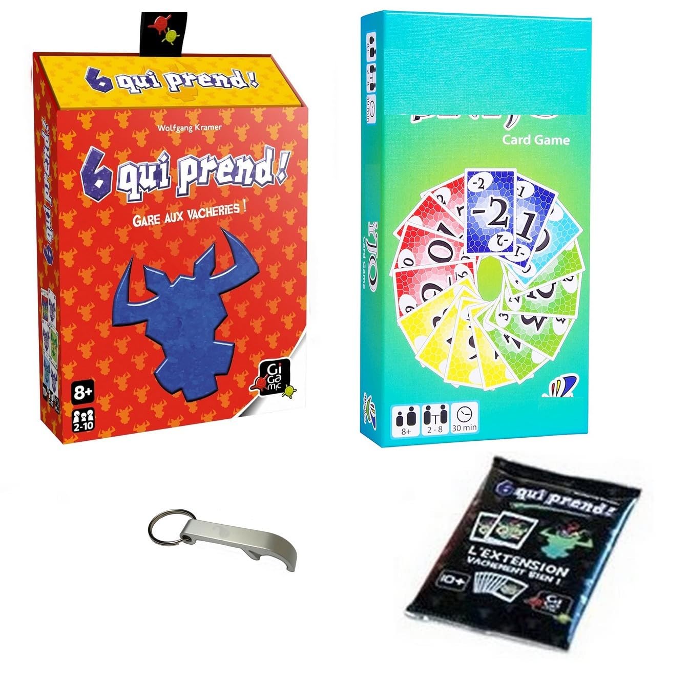 Blumie Shop Set of 6 Cow Extension + S Kyjo + 1 Bottle Opener: Classic Card Game for 2-10 Players, Age 10+