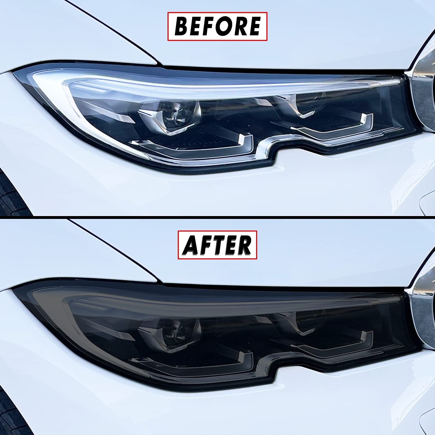 SlickMod PreCut Vinyl Smoke Tint for 2019-2021 BMW 3 Series G20 Headlight (1. Headlight, 35percent Light Smoke)