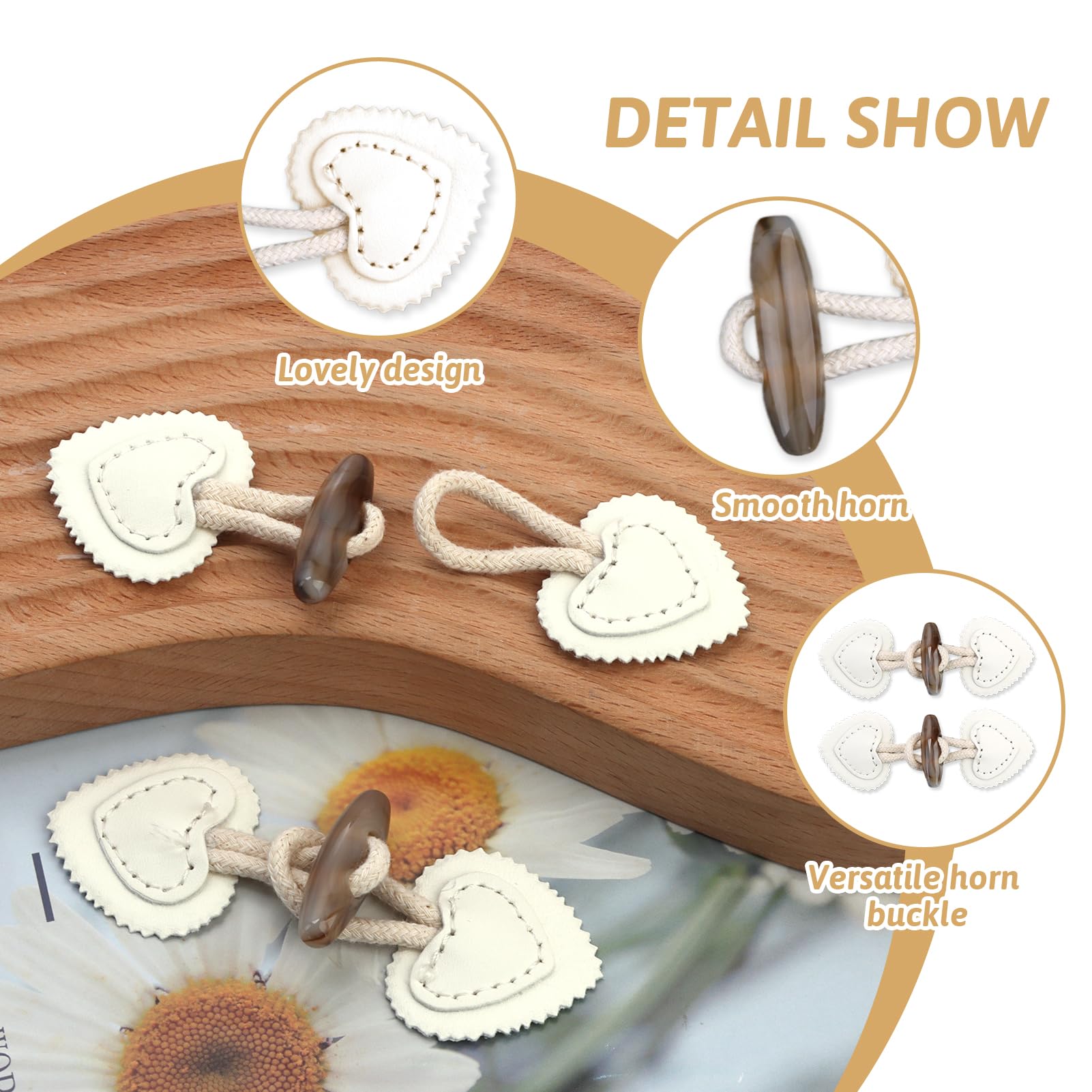 9 Paires Mercerie Boutons, DEANKEJI Cuir Vachette Véritable