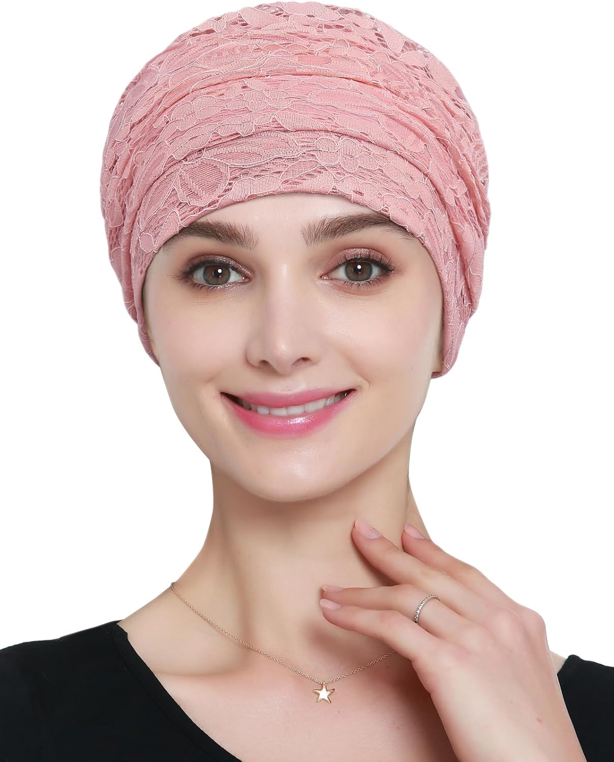 Womens Viscose Beanie Lace Turban Soft Sleep Cap Chemo Hats - Image 2