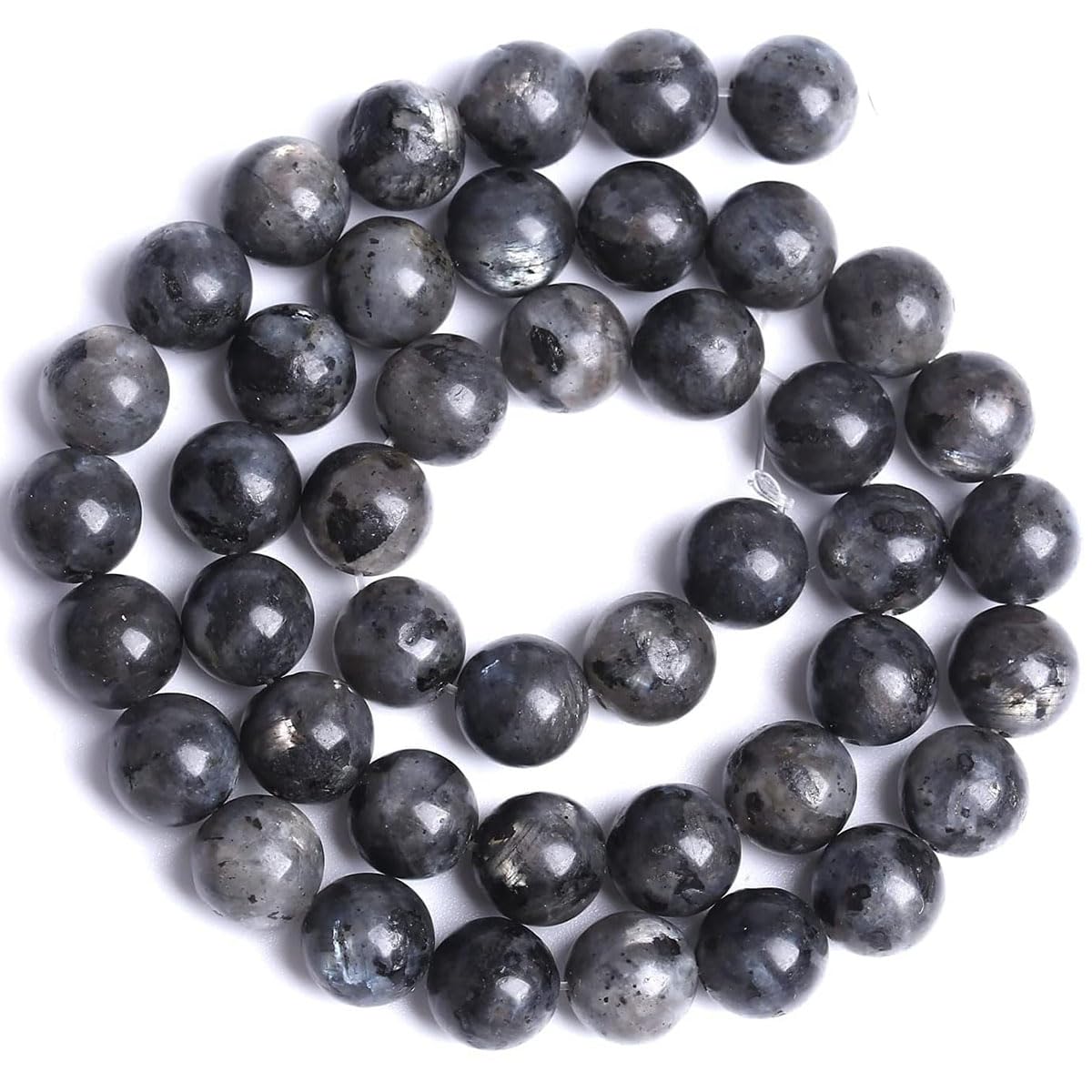 8mm Natural Black Labradorite Beads Round Gemstone Loose Beads for Jewellery Making (47-50pcs/strand) - Image 3