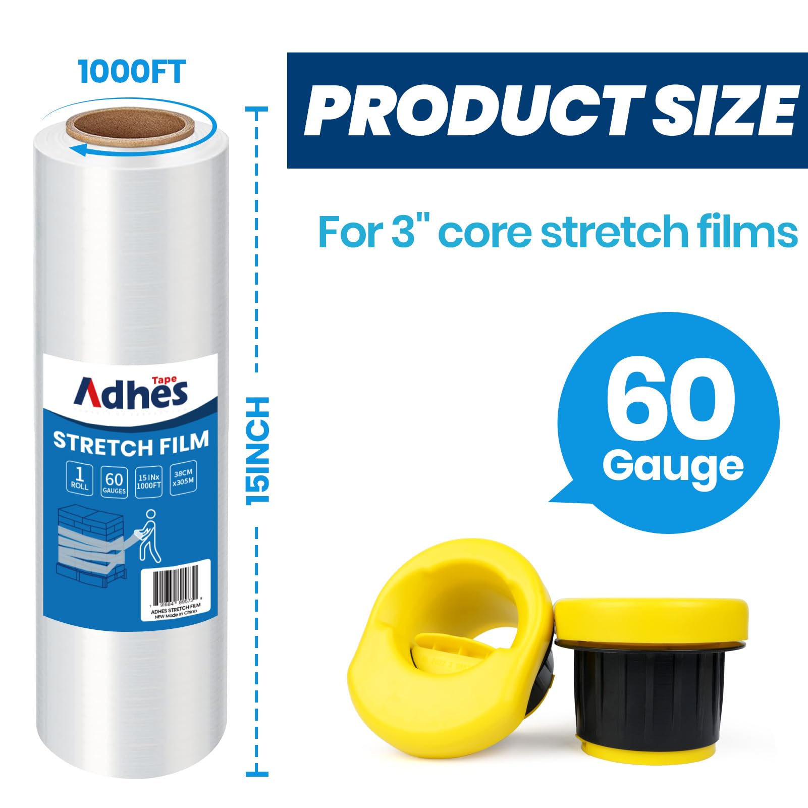 ADHES TAPE Pellicola Imballaggio Trasparente 380mm x 305m, 2 roll Plastica Pellicola Protettiva, Pellicola per Imballaggio Per Pallet e Pellicola Termoretraibile, Traslochi Stretch Shrink Wrap