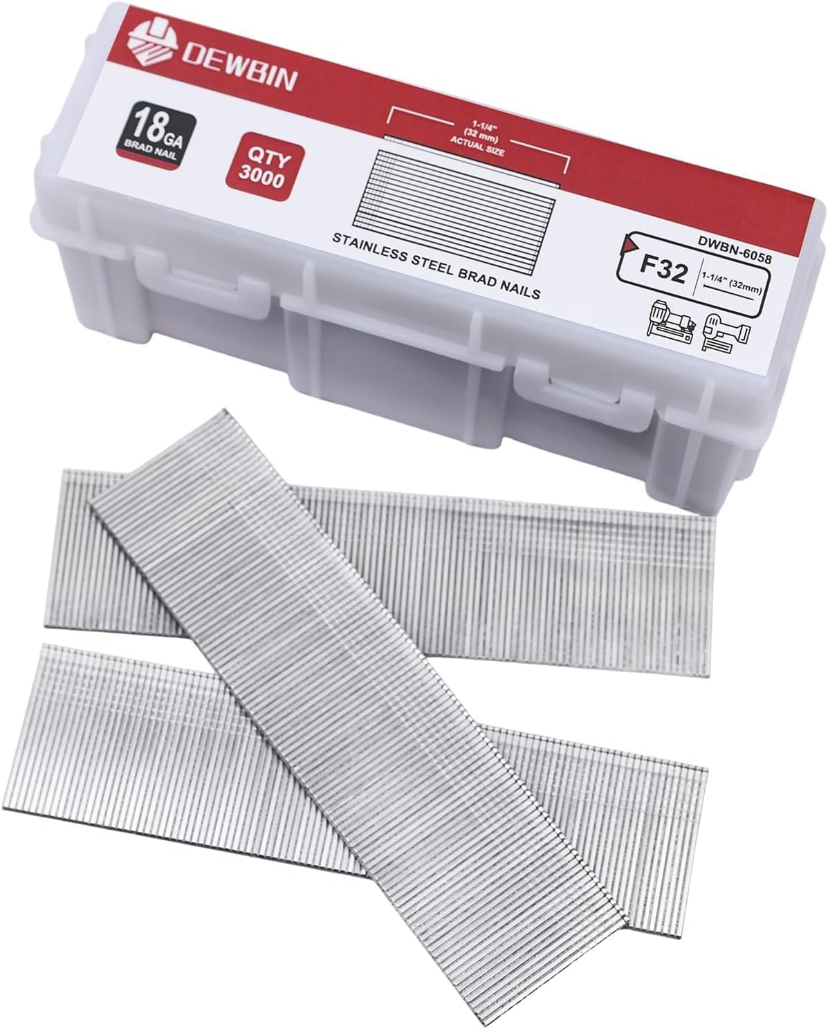18 Gauge Stainless Steel Brad Nails, 3000 Counts 2-Inch 18GA Brad Nails, Nail Gun Nails for Pneumatic, Electric Brad Nailer Gun