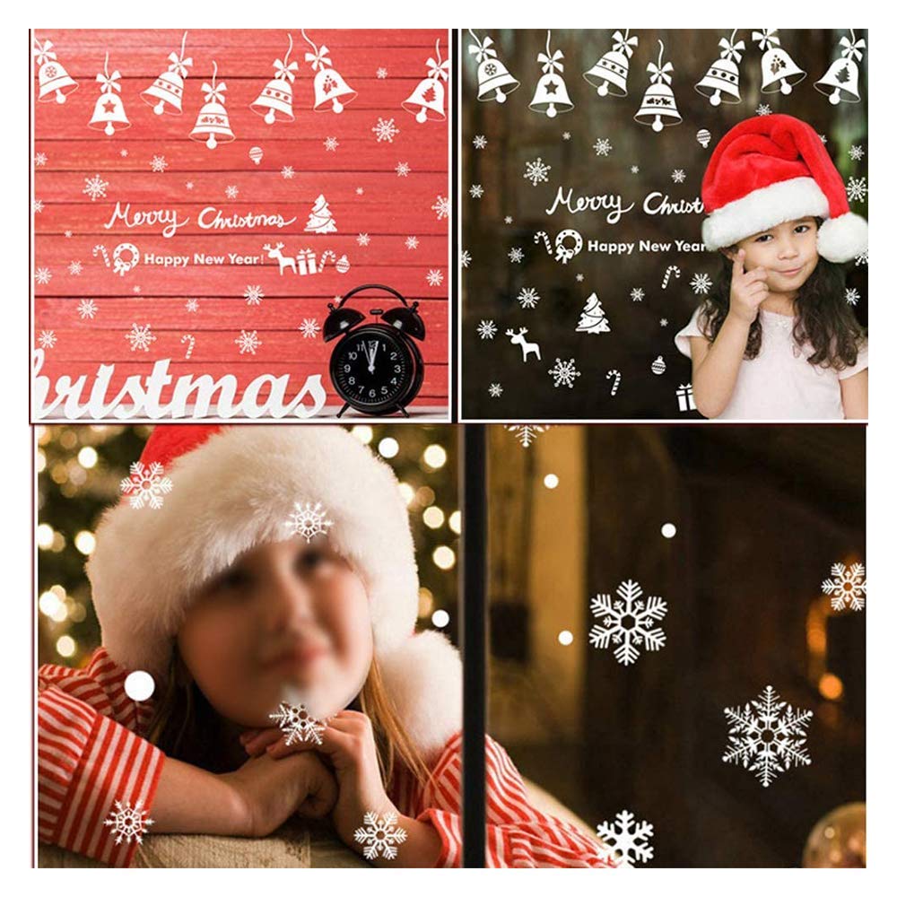 HBell Kerst Sneeuwvlok Stickers,110 Stks Herbruikbare Kerst Window Stickers,Statische Zelf Klampen PVC Sneeuwvlokken Venster Klampen voor Xmas Home/Winkel Decoraties Winter Party Supplies Ornamenten (Zilver