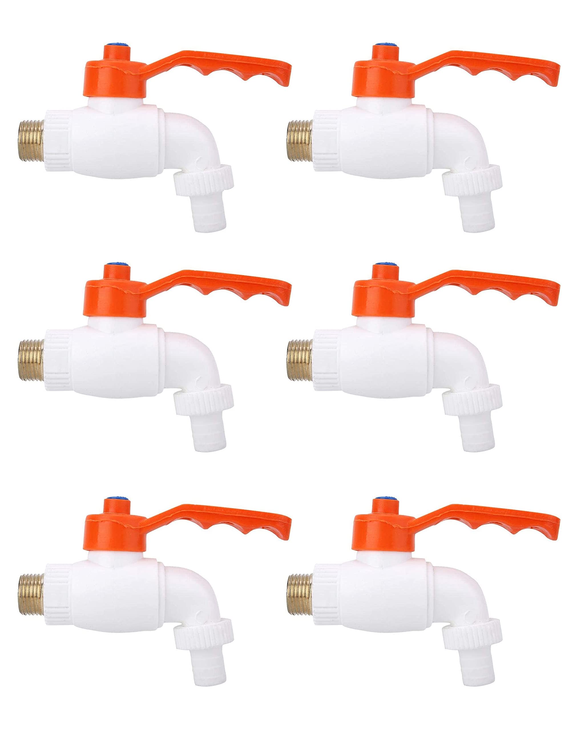 BATH GURU Plastic Heavy Duty White Turkey Nozzle Bib Cock Tap for Bathroom Kitchen & Garden (Pack of 6)-image-11
