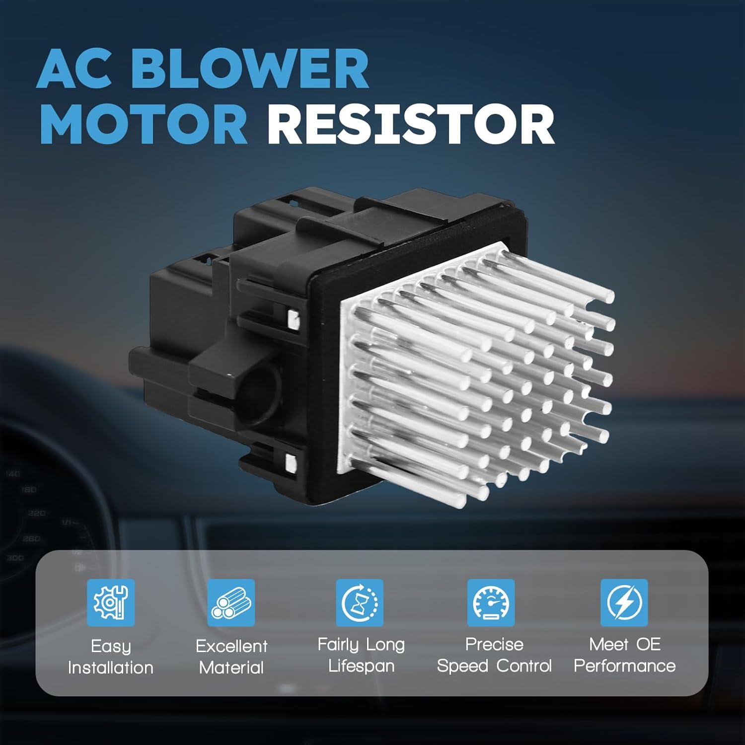 HVAC Blower Motor Resistor with Wire Harness Compatible with Jeep Grand Cherokee Grand Wagoneer Replacement for Dodge Challenger Charger Durango Grand Caravan Magnum Relpace 68079480AA JA1909