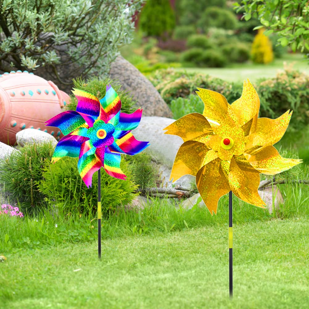 Ahuyentador De Pájaros Solar Con Molinete Reflectante - Para Huertos Y Jardines, Base Aislante